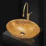 Lavabo en verre de cristal d'or électrolytique Accueil… – vue 2