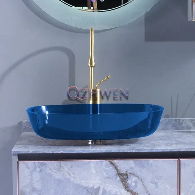 Lavabo de salle de bains bleu Transparent – vue 3