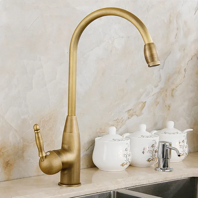 Mitigeur evier cuisine laiton brossé antique col haut… – vue 6
