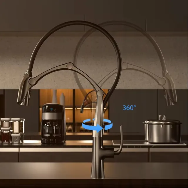 Robinet de cuisine de luxe en laiton et bronze à canon… – vue 4