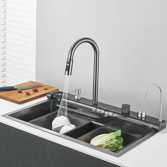 Évier de cuisine cascade gris odor – vue 3