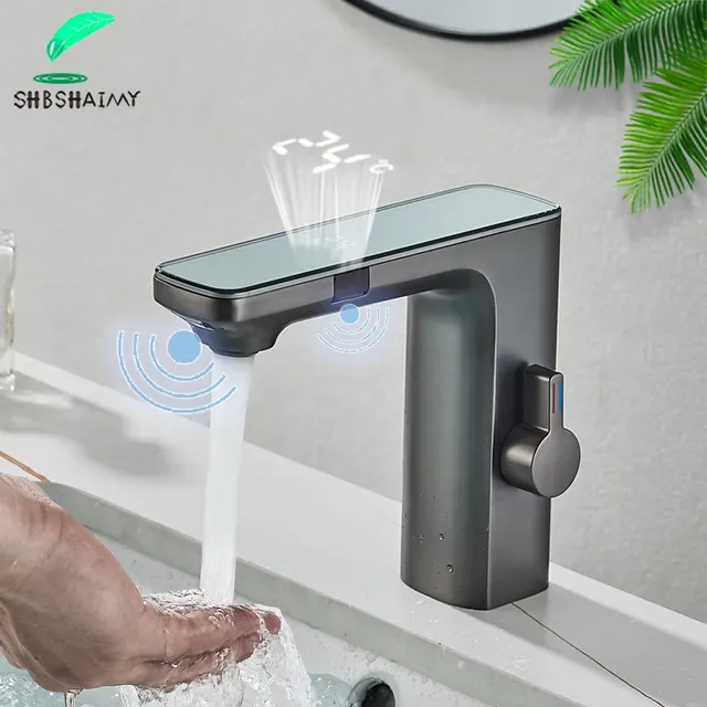 Robinet de lavabo à capteur intelligent gris pistolet