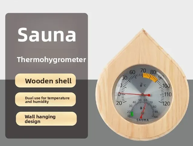 Thermomètre et hygromètre de Sauna en bois – vue 3
