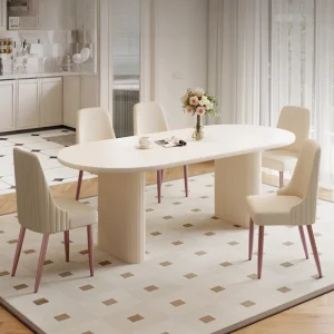 Table à manger ovale salon imperméable Chaire café Table à manger nordique ensemble de détente de luxe Sala Da Pranzo meubles de cuisine