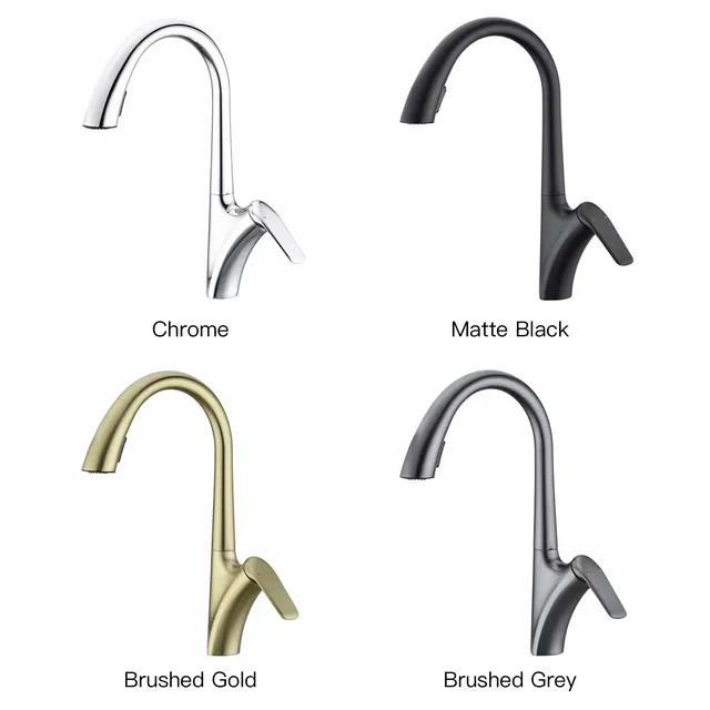 Robinet de cuisine de luxe en laiton doré brossé avec… – vue 6