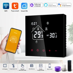 Tuya – Thermostat intelligent WiFi, régulateur de température pour chauffage au sol, chaudière à gaz électrique/eau, télécommande par Alexa Alice