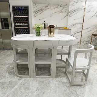 Table à manger pliante ovale de luxe nordique économiseurs d'espace…