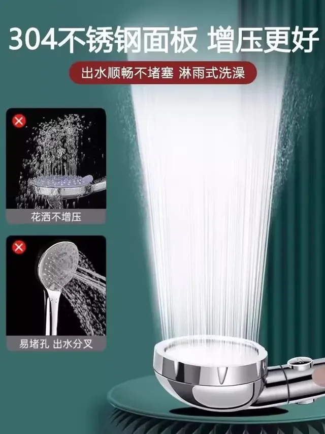 Ensemble de pomme de douche haute pression avec tuyau et… – vue 5