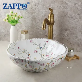 Vasque Poser Céramique Émaillée Ronde Ondulée Blanche Brillante Décor…