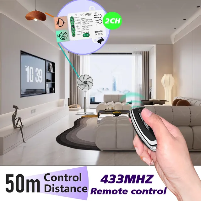RF TUYA WiFi commutateur intelligent DC 12V 24V 48V 2CH… – vue 2