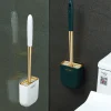 Brosse de toilette murale de luxe en Silicone, brosse de nettoyage de toilettes avec ensemble de supports, brosse de lavage de toilettes pour WC, accessoires de salle de bains