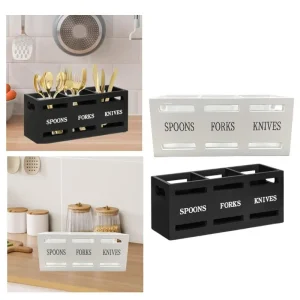 Organisateur de couverts en bois, boîte de rangement de bureau polyvalente, porte-ustensiles de cuisine et de bureau pour cuillères, fourchettes, couteaux, baguettes Organisateur de couverts en bois, boîte de rangement de bureau polyvalente, porte-ustensiles de cuisine et de bureau pour cuillères, fourchettes, couteaux, baguettes