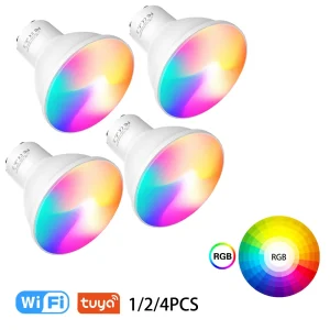 Tuya – ampoule LED intelligente WiFi GU10, 8W, RGB + CW + WW, projecteur à intensité variable, commande vocale, fonctionne avec l’application Alexa Google Home Smart Life Tuya – ampoule LED intelligente WiFi GU10, 8W, RGB + CW + WW, projecteur à intensité variable, commande vocale, fonctionne avec l’application Alexa Google Home Smart Life