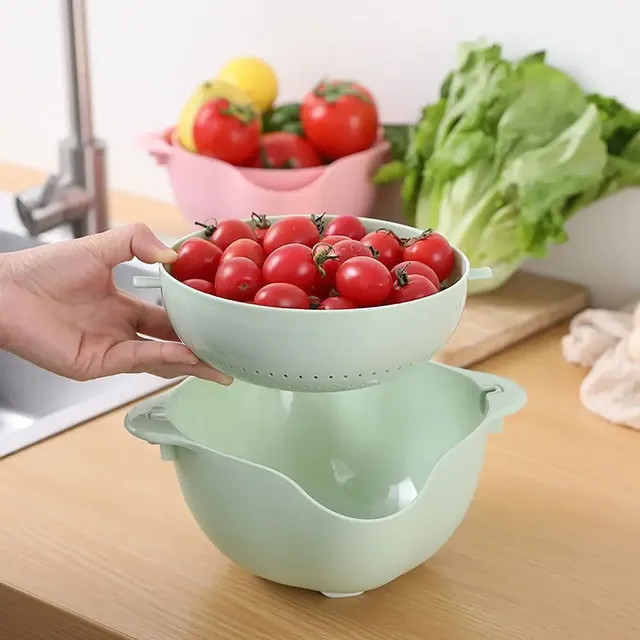 Égouttoir à légumes double couche avec poignée – vue 4