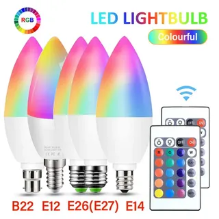 1PC lampe intelligente E12 E14 E26 E27 B22 LED ampoule Tuya bougies…