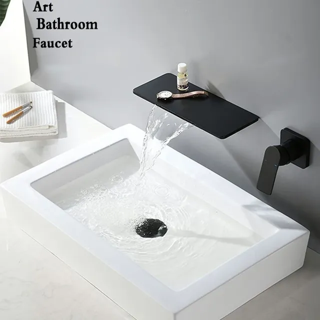 Robinet de lavabo de salle de bains cascade mural en… – vue 4