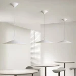 Lampe LED suspendue au design moderne et à intensité variable, en métal blanc et noir, minimaliste, pour cuisine, Bar, Restaurant, salle à manger, fil réglable
