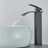 Quyanre robinet de lavabo cascade noir mat mélangeur à… – vue 7