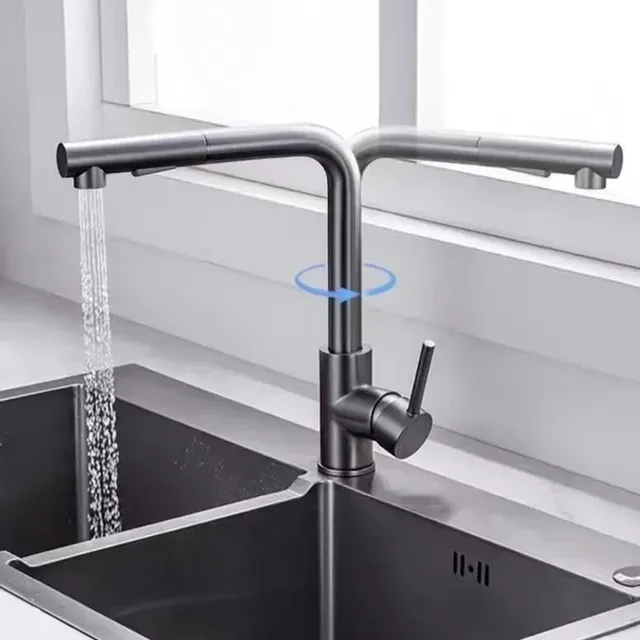 Robinet d'évier de cuisine extractible noir – vue 4