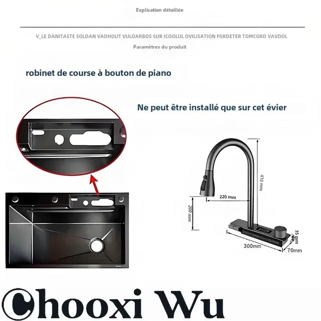 CHOOXIWU-Grand évier de cuisine en acier inoxydable avec… – vue 5