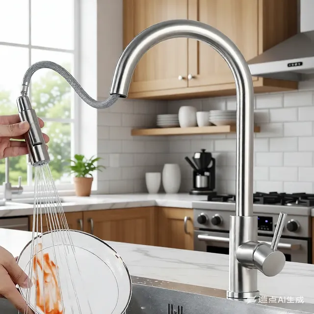 Robinet de cuisine extractible en acier inoxydable – vue 3
