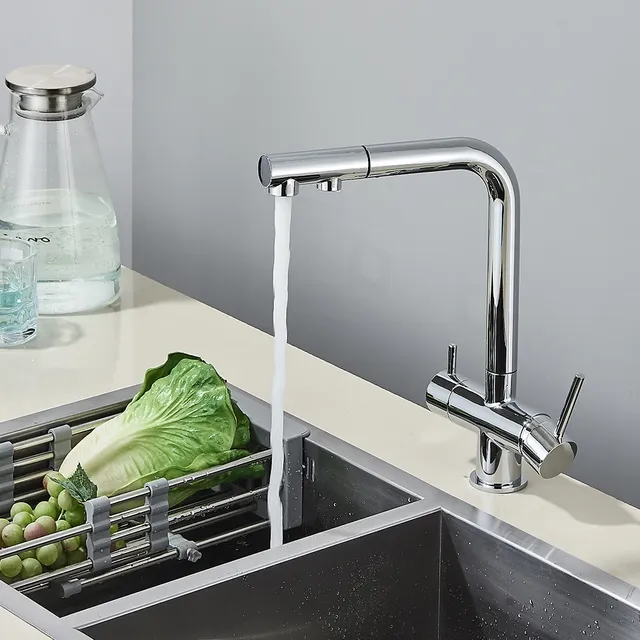Robinet de cuisine filtré extractible en laiton chromé – vue 3