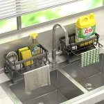Égouttoir d&rsquo;évier de cuisine en acier inoxydable, support de robinet de rangement d&rsquo;éponge, égouttoir à savon, porte-serviettes, organisateur d&rsquo;étagère, accessoires de cuisine