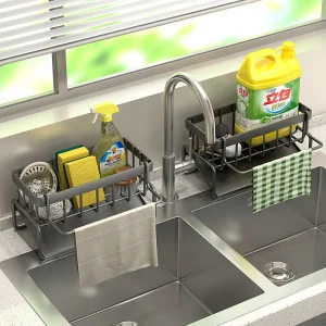 Égouttoir d’évier de cuisine en acier inoxydable, support de robinet de rangement d’éponge, égouttoir à savon, porte-serviettes, organisateur d’étagère, accessoires de cuisine Égouttoir d’évier de cuisine en acier inoxydable, support de robinet de rangement d’éponge, égouttoir à savon, porte-serviettes, organisateur d’étagère, accessoires de cuisine