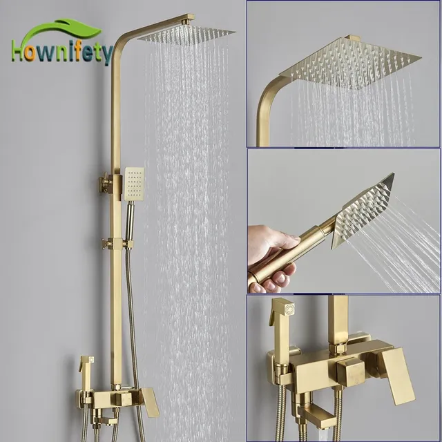 Ensemble de robinets de douche dorés