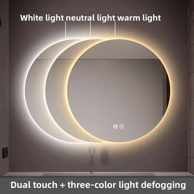 Miroir rond mural intelligent tactile led rétroéclairage… – vue 6