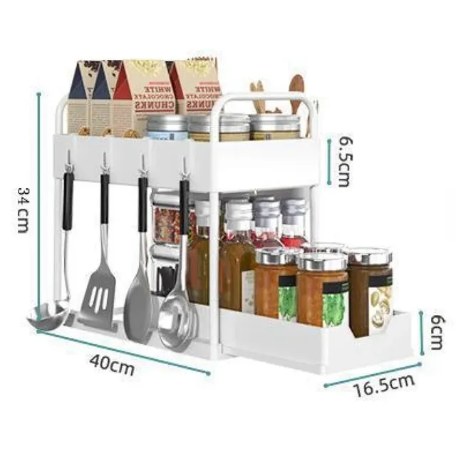 Organisateur cuisine deux niveaux coulissant rangement… – vue 6