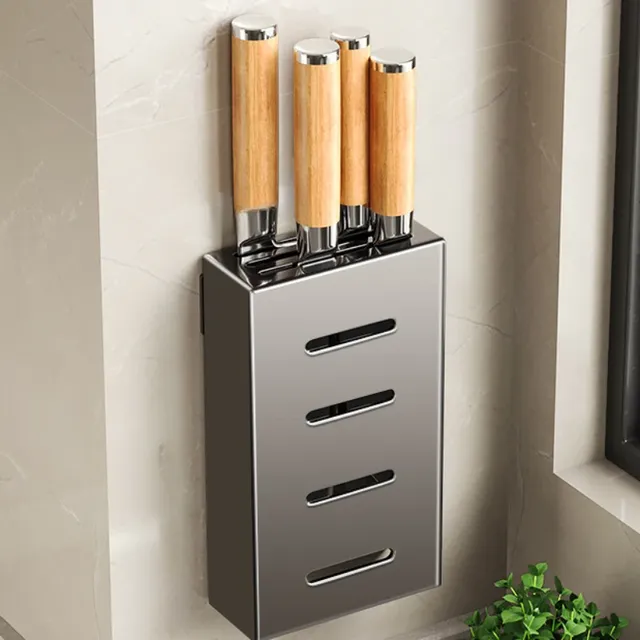 Porte couteaux mural acier inoxydable poli rectangulaire… – vue 5