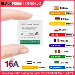 Mini commutateur WiFi bricolage pour maison intelligente, contrôle bidirectionnel, citations de vie intelligente, minuterie à distance, nous-mêmes avec Alexa, Google Home, Alice, 16A