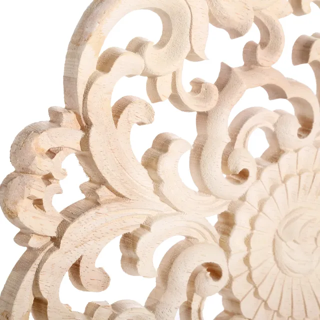 Applique sculptée en bois à motif de fleurs rondes non… – vue 4