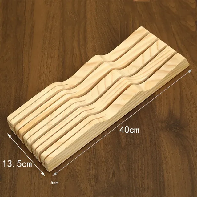 Rangement couteaux tiroir bois hêtre massif profil bas… – vue 6