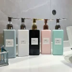Distributeur de savon liquide, bouteille à pompe rechargeable, carré, accessoire de salle de bain, shampoing, revitalisant, Gel douche, sous-embouteillage
