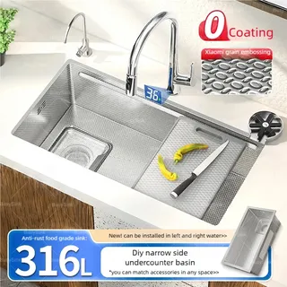 Évier de cuisine multifonctionnel en acier inoxydable 316L