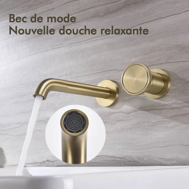 Mitigeur mural lavabo deux trous bec long incurvé… – vue 4