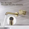 Robinet mural laiton brossé doré mitigeur deux trous… – vue 5