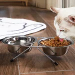 Double bol sur pied en acier inoxydable S/M/L pour animaux de compagnie, résistant aux chutes et Durable, 1 pièce ‌   Bols pour chiens mangeoire à cadre en fer pour chiens et chats