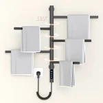 Porte-serviettes électrique chauffant, tactile intelligent, contrôle du temps de la température, chauffe-serviettes rotatif en acier inoxydable pour salle de bain, montage mural