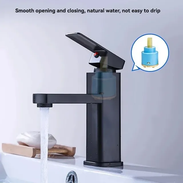 Robinet de lavabo carré noir en acier inoxydable – vue 4