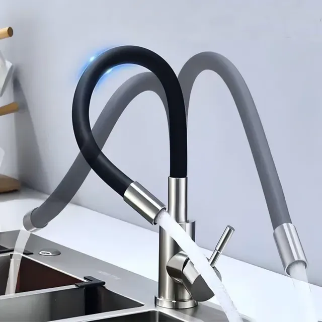 Robinet de cuisine en acier inoxydable noir – vue 2