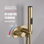 Robinet de bain rond élégant en laiton avec mitigeur d&rsquo;eau chaude et froide à trois fonctions pour salle de bain, toilettes, ensemble de douche, pulvérisation sanitaire