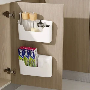 Support de rangement adhésif mural de cuisine, boîte de rangement multifonctionnelle pour porte d&rsquo;armoire sous évier, étagère à tiroir, organisateur de salle de bains