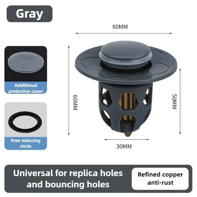 Drain d'évier de salle de bains en acier inoxydable – vue 6