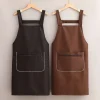 Tablier de cuisine à l&rsquo;huile imperméable tabliers de Chef pour femmes hommes tablier de cuisine avec poche avant accessoires de nettoyage de vaisselle tabliers