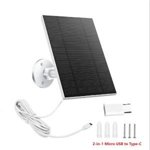 Kit de panneaux solaires 10W 5V 2 en 1, Micro USB + panneaux solaires de Type C, chargeur de cellules solaires extérieures pour caméra de sécurité/petit système d&rsquo;éclairage domestique