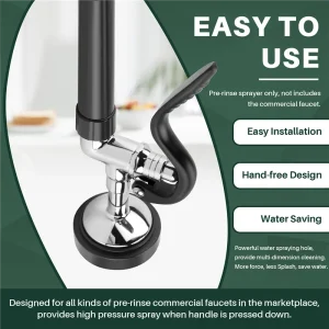 【Flash-Off!】 Pulvérisateur de pré-rinçage, pièces de robinet de cuisine commerciale, finition chromée (noir)
