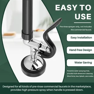 Pulvérisateur pré rinçage professionnel chrome noir manche ergonomique…